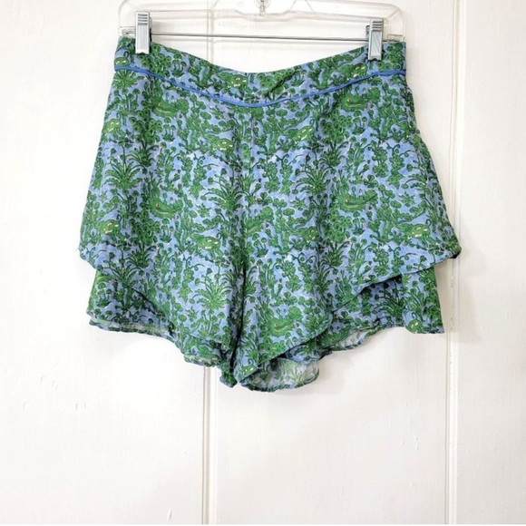 Anthropologie |ETT:TWA Simone Tiered Green Botanical Print Shorts Sz S - Picture 7 of 13